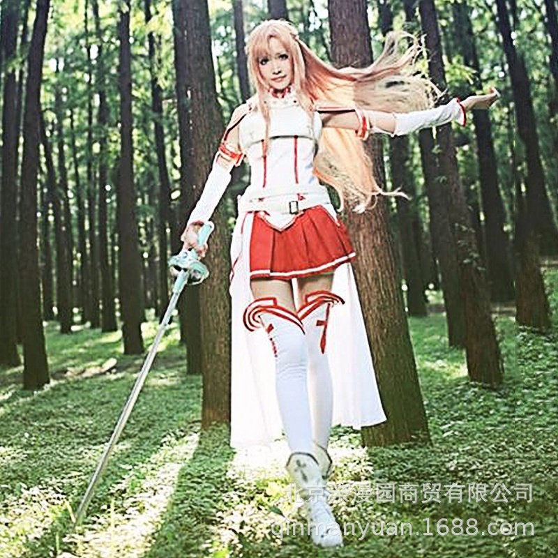【】刀剑神域亚丝娜结城明日奈漫展派对cosplay服装亲漫园战斗服图片