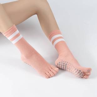 普拉提袜跳操健身 秋季 新品 运动双杠款 五趾瑜伽袜女简约防滑条纹款