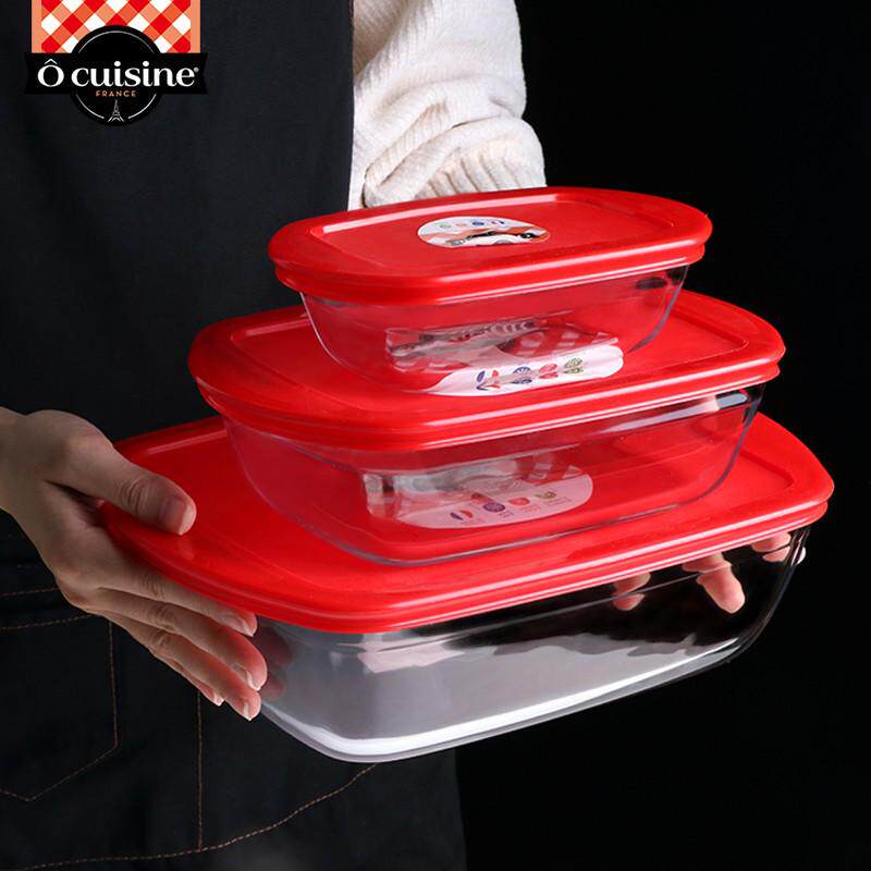 耐热玻璃烤盘透明菜盘家用长方形大号鱼盘微波炉烤箱专用带盖盘子