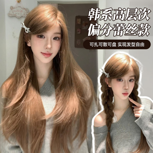 束朵4.0版蕾丝偏分斜刘海假发