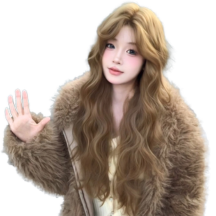 束朵假发日常网红手钩蕾丝甜美可爱自然风韩系长卷发中分全头套式