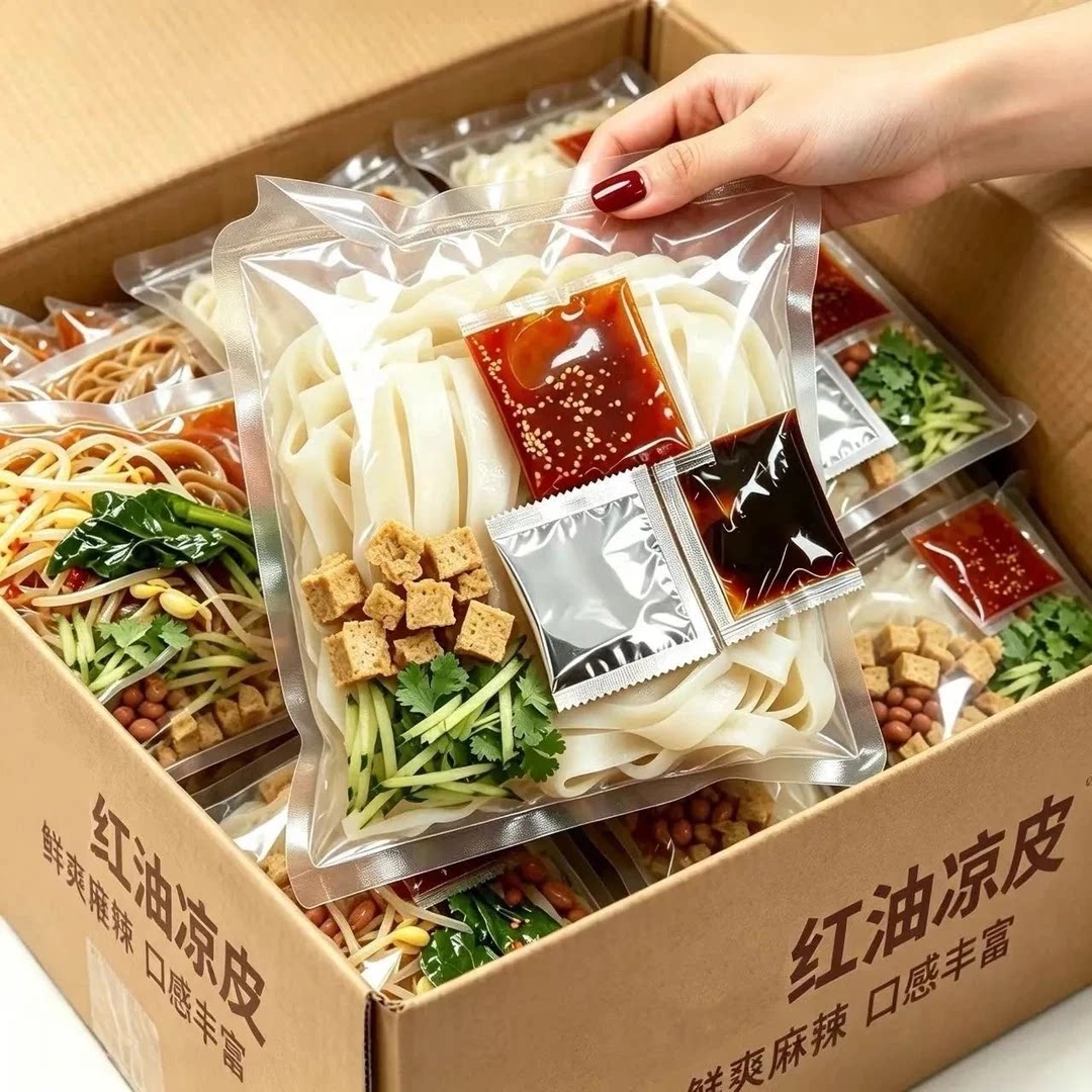 开袋即食凉皮【到手10袋装】凉皮开袋即食清真免煮泡陕西正宗红