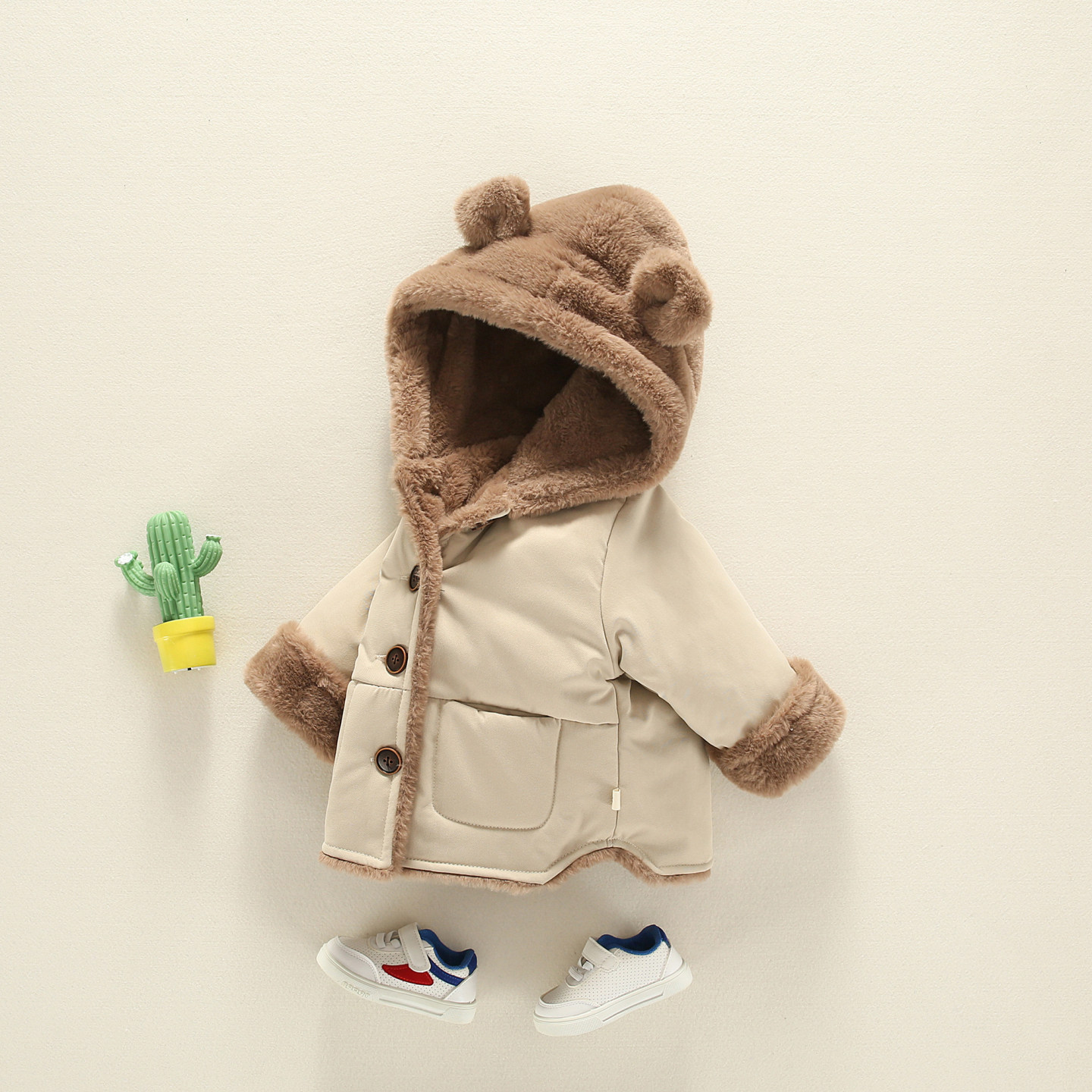 男童棉服冬装洋气小儿童棉袄一岁宝宝夹棉外套婴儿棉衣加厚毛毛衣