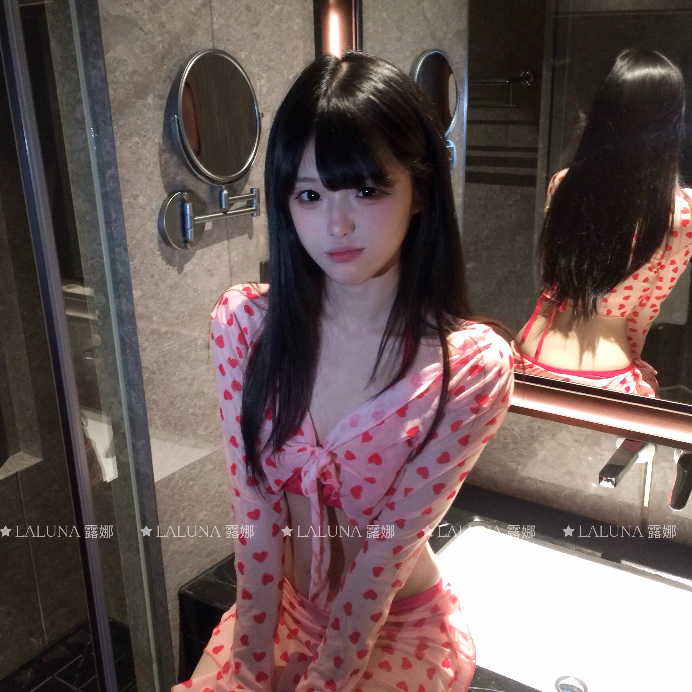 Laluna露娜「爱心温泉」纯欲泳衣