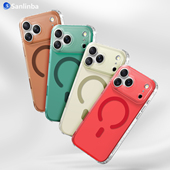 Sanlinba高级马卡龙手机壳适用于苹果iPhone17ProMax磁吸MagSafe透明保护壳新款 简约16Pro情侣男女防摔手机套