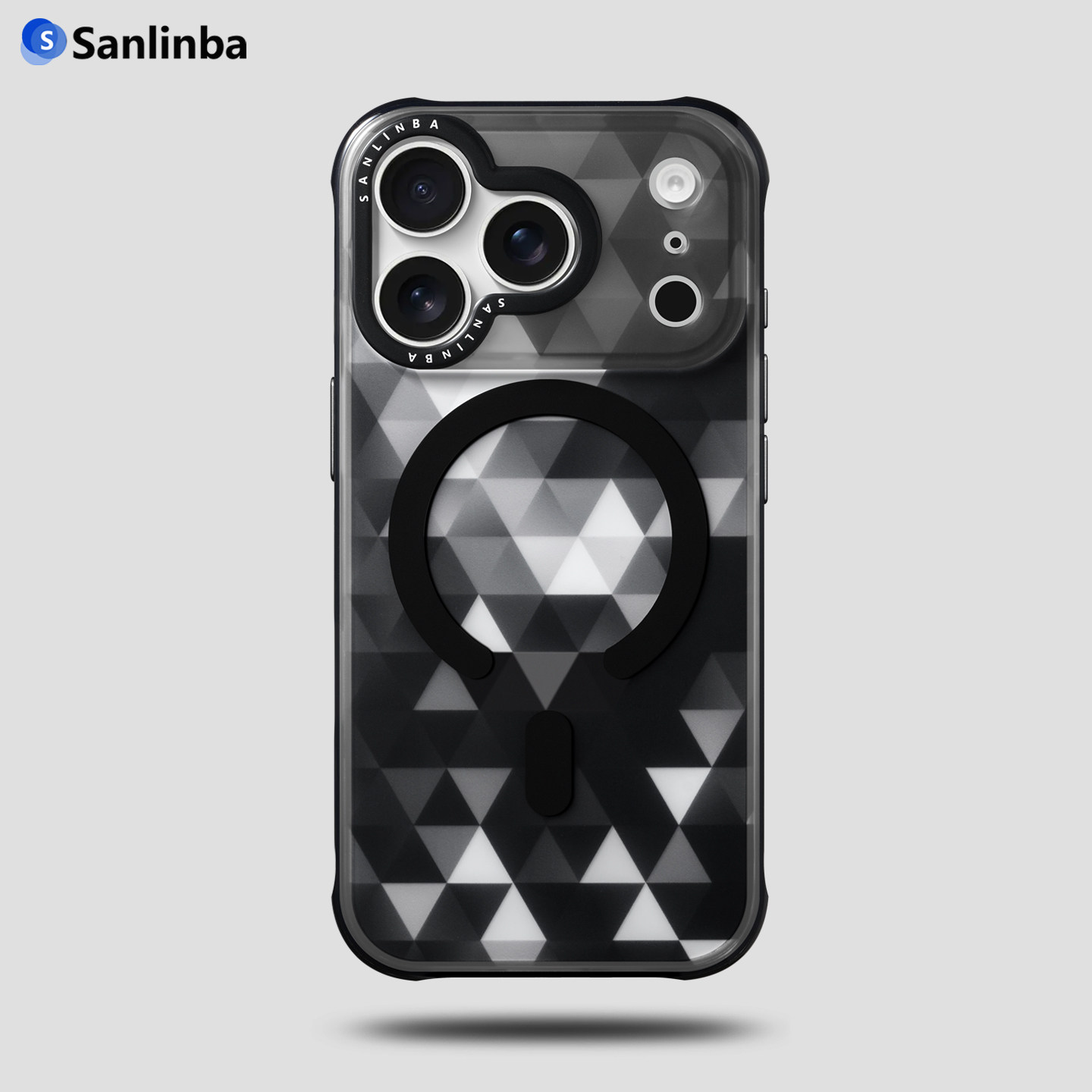 新款黑菱格透明磁吸保护壳