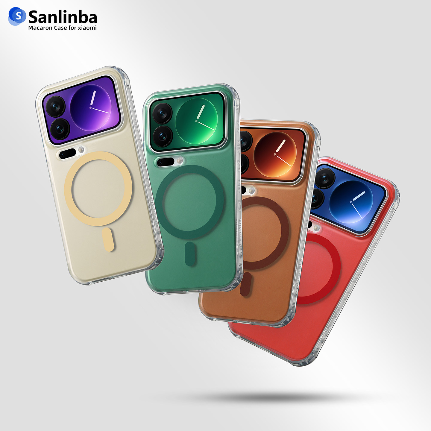 Sanlinba马卡龙磁吸手机壳适用小米17Ultra/15Pro/14透明磨砂保护壳新款多巴胺高级简约防摔情侣男女手机套