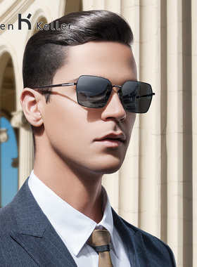 海伦凯勒个性方框痞帅墨镜男款近视可配度数开车专用太阳镜H8755