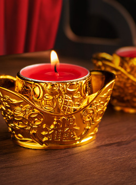 元宝蜡烛家用酥油灯无烟财神礼3小时寺庙供奉红色佛前供灯招财