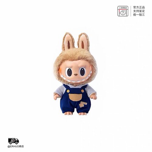 泡泡玛特 LABUBU拉布布 time to chill 初代一代黑皮搪胶毛绒公仔