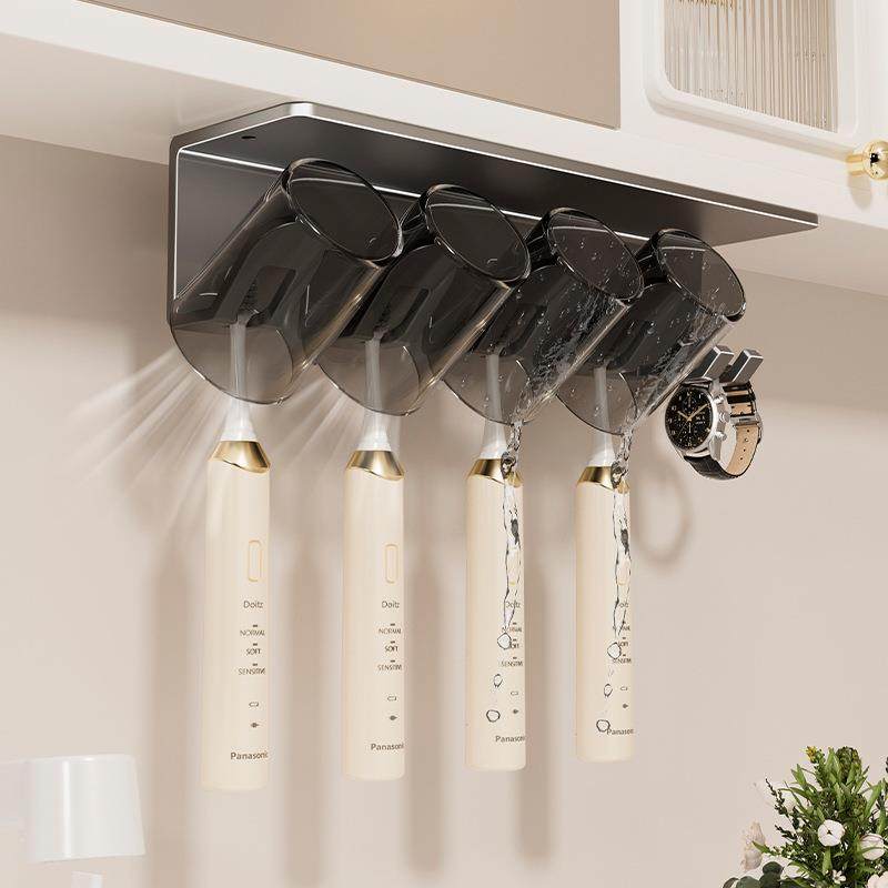 卫生间牙刷架置物架免打孔镜柜洗漱台壁挂漱口杯牙杯电动刷牙杯子,家庭/个人清洁工具,牙刷架/牙具座,淘宝优惠券,粉丝福利购,淘宝优惠卷