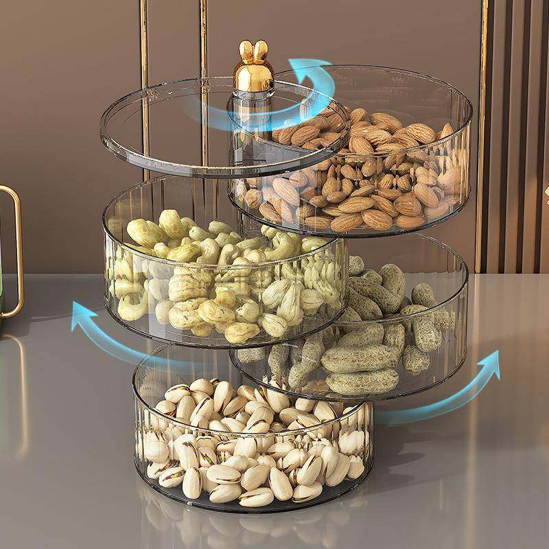密封旋转兔头糖果盒零食防潮果盘透明多层分格首饰盒头绳收纳盒,餐饮具,果盆/果盘/果篮,淘宝优惠券,粉丝福利购,淘宝优惠卷
