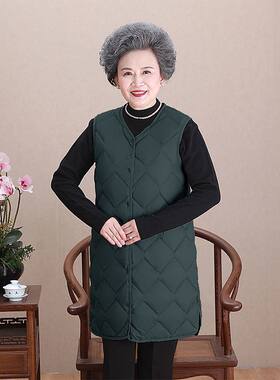 中长款轻薄羽绒马甲女中妈妈长款羽绒服内胆坎肩大衣背心轻型鸭绒