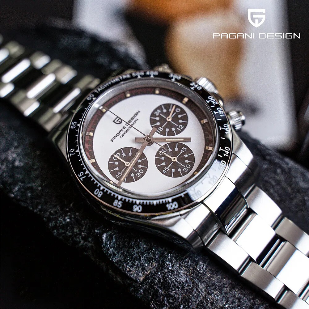PAGANI伯佳尼时尚石英男士手表夜光计时日历防水蓝宝石不锈钢男表