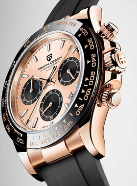 paganidesign男士手表多功能计时码表进口机精钢防水夜光日历腕表