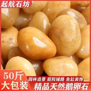 黄色石头鹅卵石抛光纯天然河卵石鹅暖铺阳台铺底造景庭院铺路石头