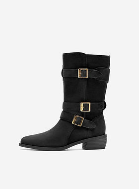 NineWest/玖熙骑士靴女尖头绒里