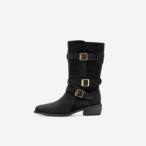 NineWest/玖熙骑士靴女尖头绒里