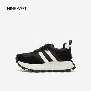 West 女阿甘鞋 玖熙女鞋 清仓休闲鞋 拼接设计系带圆头增高 秋季 Nine