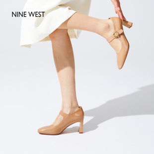清仓款 夏季 Nine 玖熙情迷玛丽方头漆皮单鞋 复古玛丽珍鞋 West
