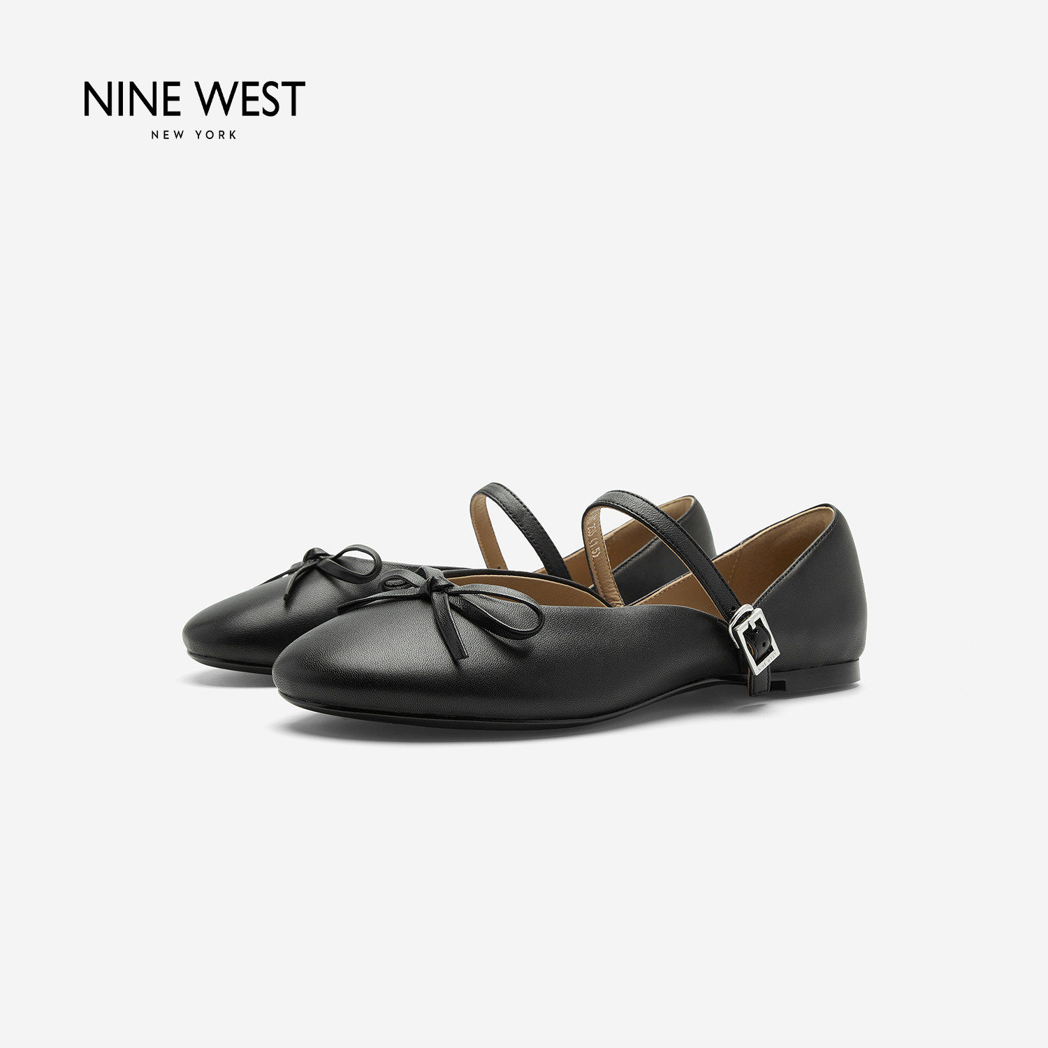 Nine West/玖熙2026年秋蝴蝶结玛丽珍女鞋一脚蹬平跟女鞋