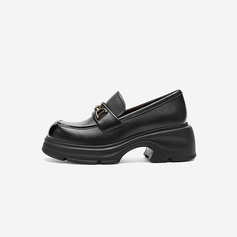 Nine West/玖熙2025厚底乐福鞋粗高跟真皮英伦小皮鞋单鞋,女鞋,乐福鞋（豆豆鞋）,淘宝优惠券,粉丝福利购,淘宝优惠卷