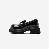 West 玖熙乐福鞋 女学院风英伦黑色小皮鞋 Nine 女厚底单鞋