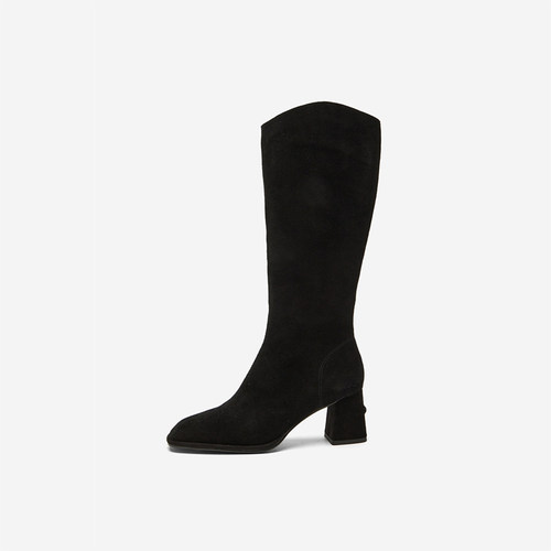 NineWest/玖熙加绒方头长靴女鞋
