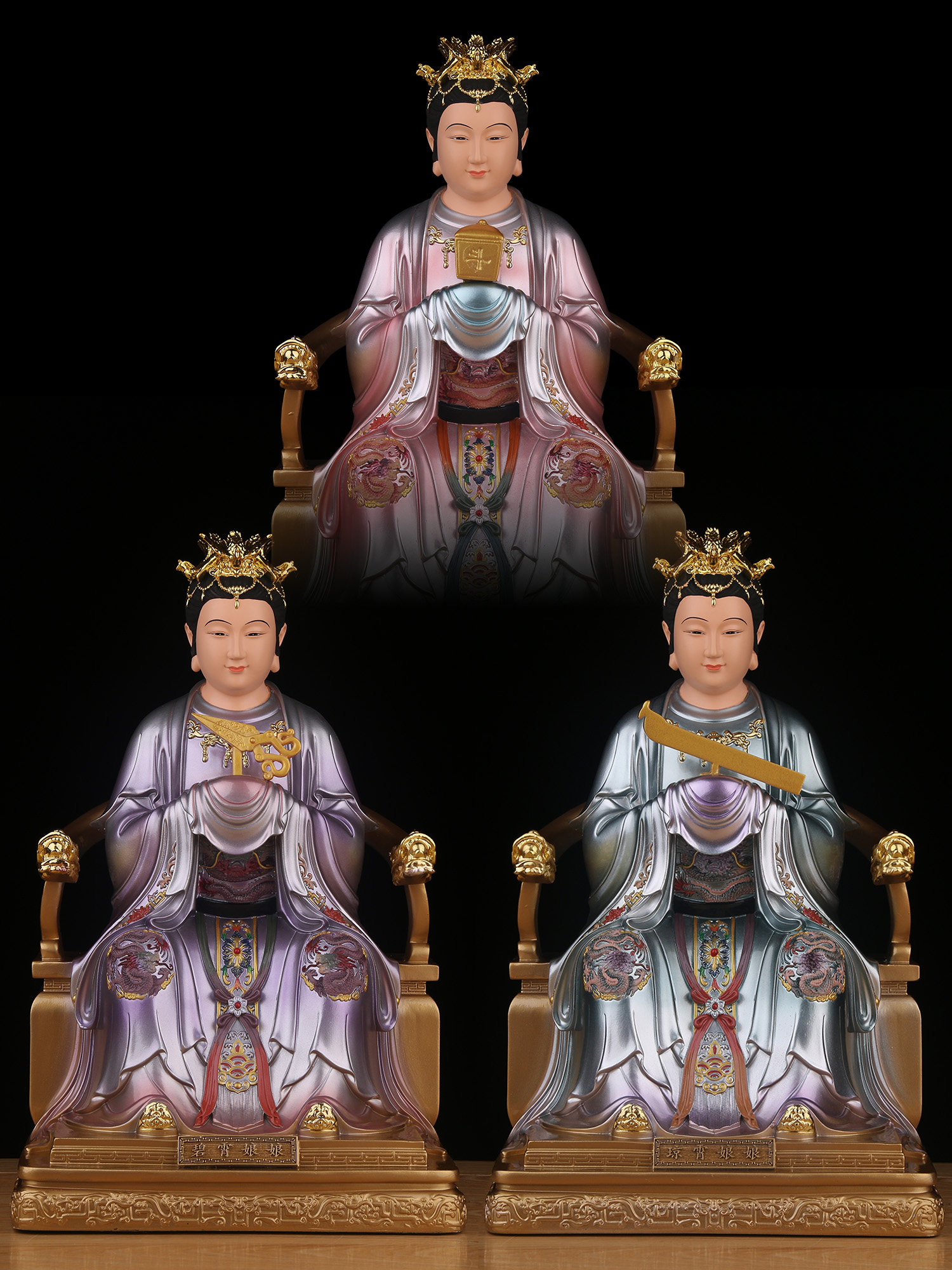 三宵娘娘神像碧霄琼宵云霄娘娘三仙姑树脂佛像居家用佛堂供奉摆件