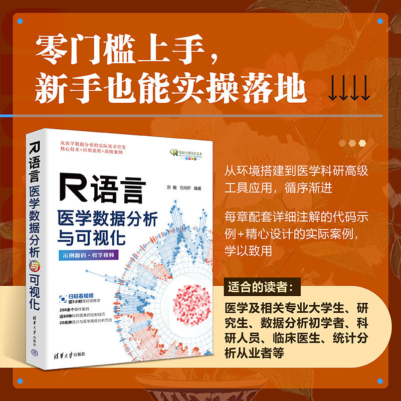 R语言医学数据分析与可视化宗敏石尚轩清华大学出版社从零入门医学科研高效产出案例实操临床统计数据清洗建模回归模型应用图片