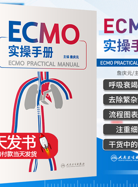 ECMO实操手册 詹庆元 仪器预冲术前准备呼吸衰竭呼吸病学体外膜氧合重症医学机械通气书籍 人民卫生出版社 9787117334570