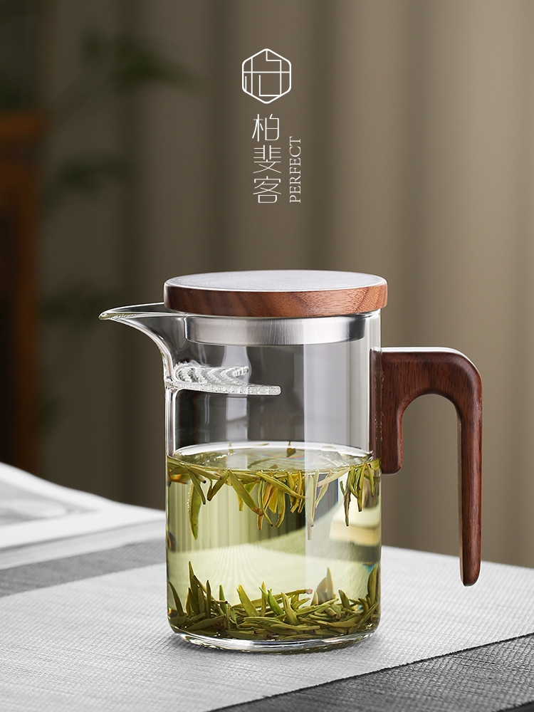 柏斐客月牙玻璃公道杯加厚耐热茶漏一体套装茶具过滤绿茶分茶器