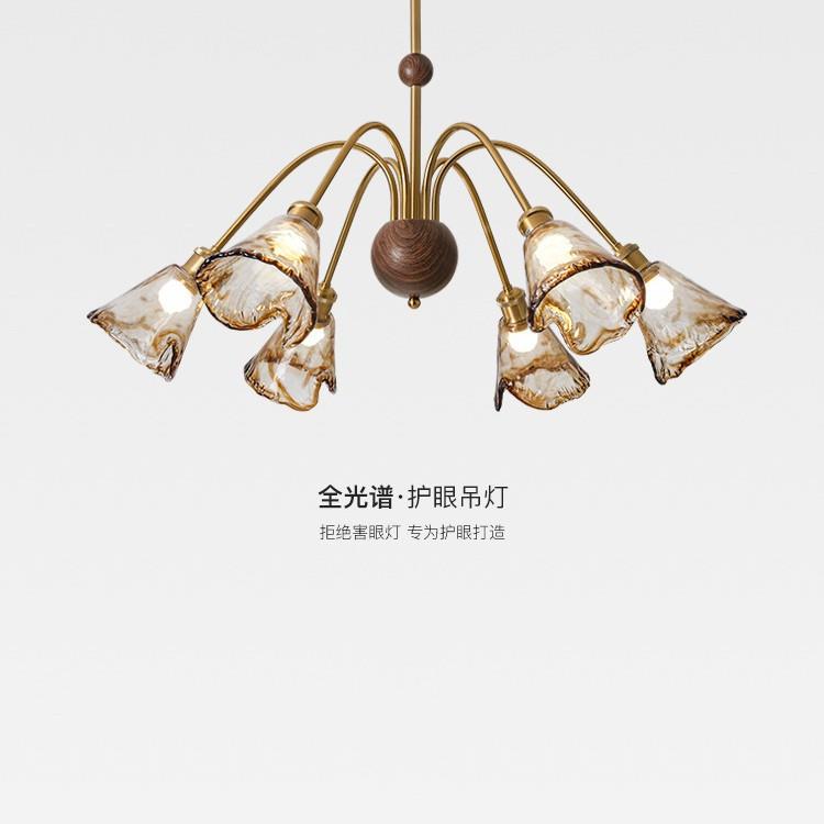 法式复古客厅餐厅吊灯设计师美式中古南洋风大厅灯多头玻璃主灯