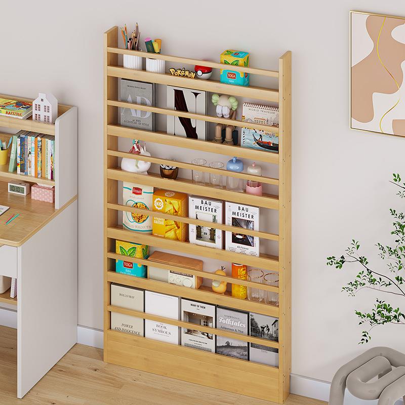 超薄门后落地书架靠墙收纳柜多层实木置物架家用壁挂柜儿童绘本架