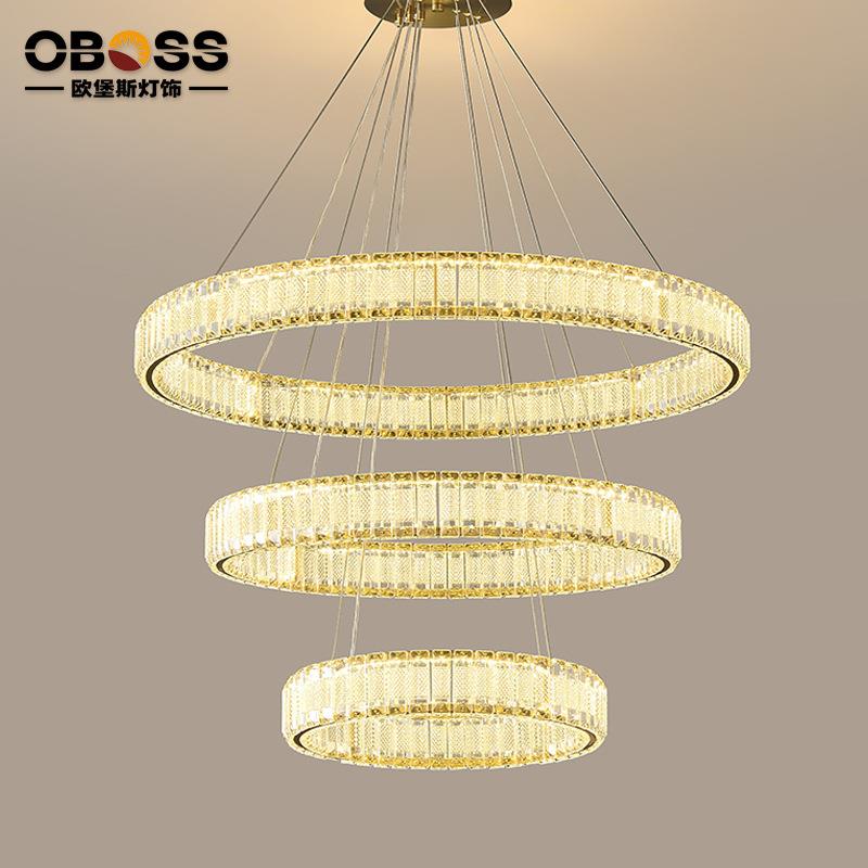 意式轻奢吊灯复式楼挑空别墅客厅大灯2025年新款水晶灯楼梯长吊灯