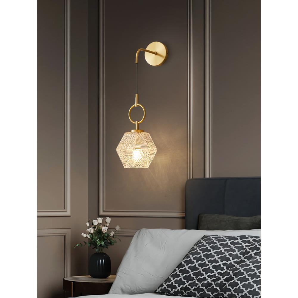 全铜轻奢玻璃壁灯现代简约小吊客厅墙灯酒店卧室床头走廊灯过道灯