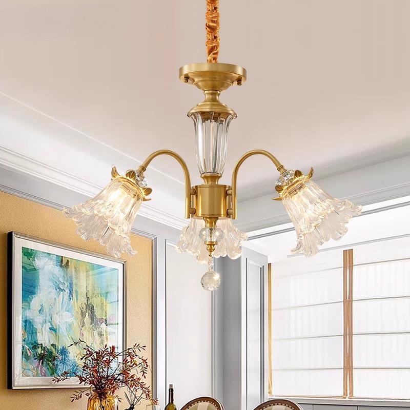 美式全铜吊灯客厅灯主灯水晶轻奢欧式奢华餐厅灯卧室灯新款 N235