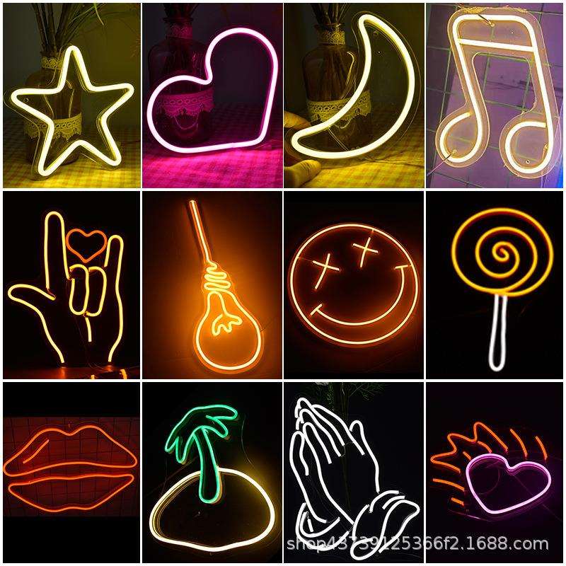 新款led霓虹夜灯标志卧室床头板led灯假日圣诞派对家居装饰室内