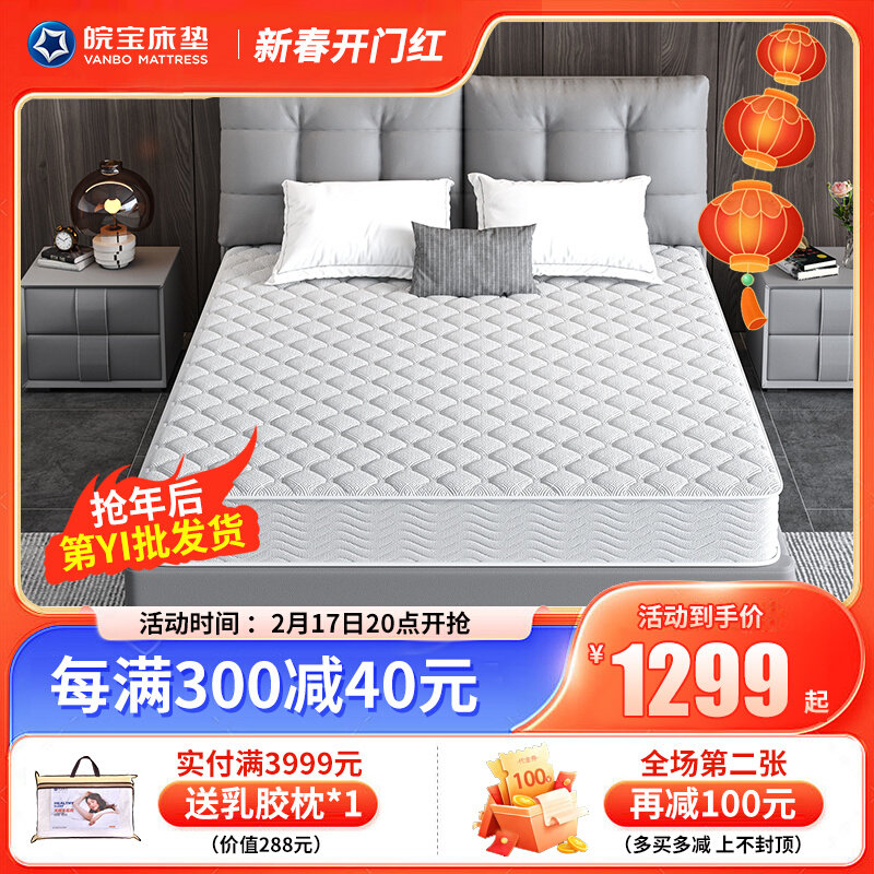 皖宝席梦思床垫1.5m1.8米床椰棕弹簧床垫棕垫软硬定做席梦思老人