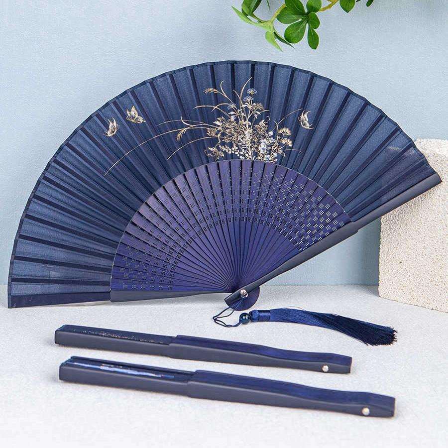 丝艺堂中国风扇子女款手工丝绸扇古风创意印花折扇复古舞蹈扇女扇