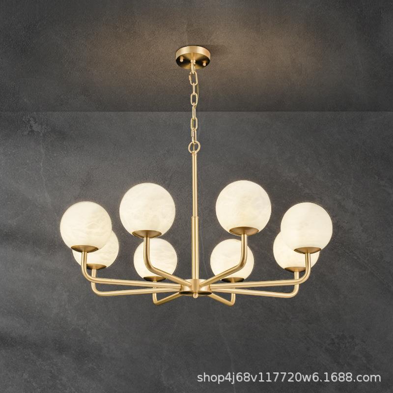 简约现代全铜云石吊灯大气客厅餐厅轻奢铜灯北欧网红魔豆分子灯具