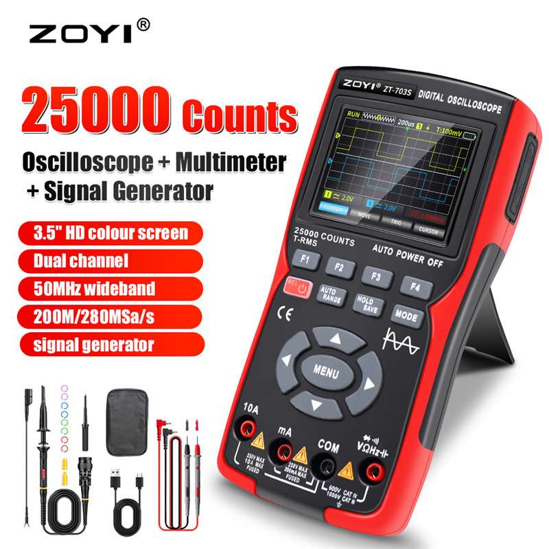 众仪示波万用表ZT-703S三合一高精度双通道50M示波器信号源跨境