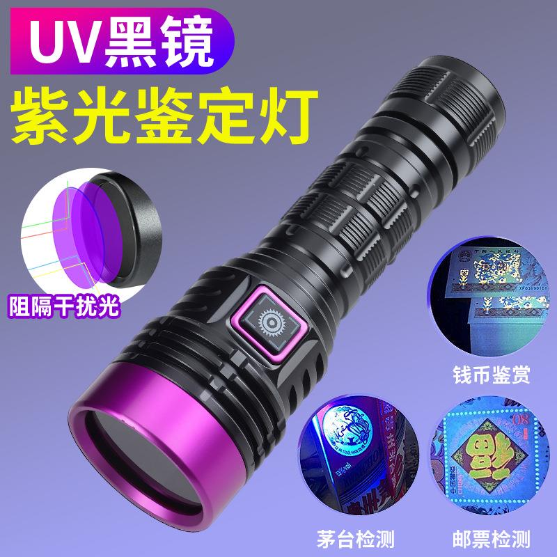 新品60W大功率365nm紫外线鉴定专用手电筒烟酒验钞防伪UV胶固化