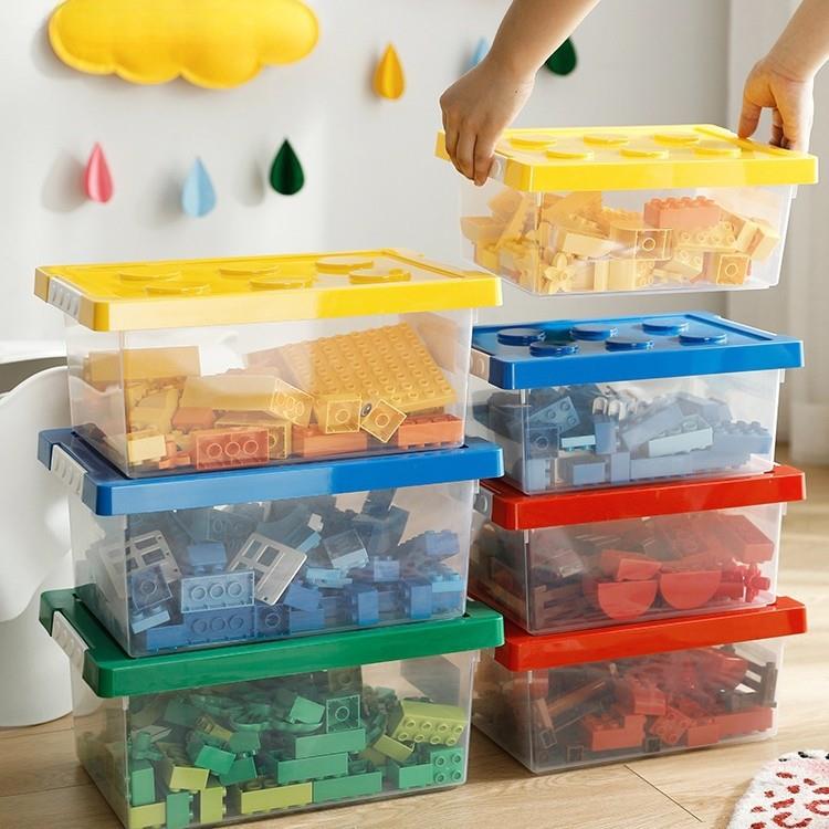 霜山玩具收纳盒磁力片积木书本分类整理箱家用透明塑料储物盒带盖
