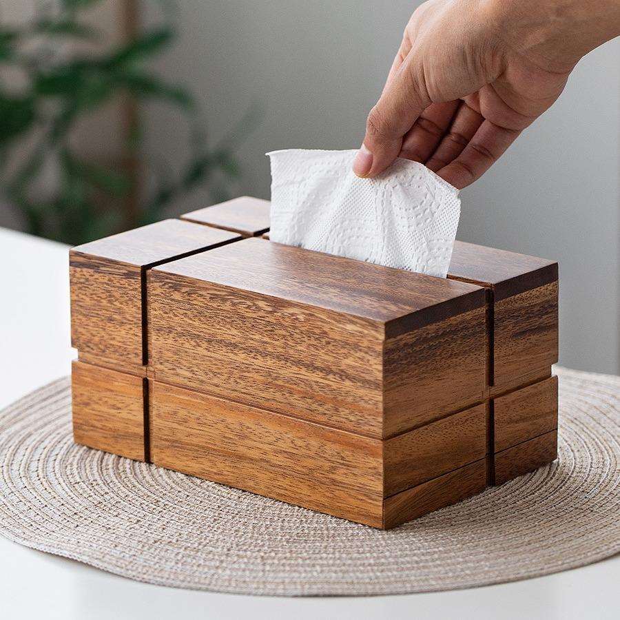 欧式现代简约实木纸巾盒胡桃木纸巾盒客厅家用创意木质抽纸盒