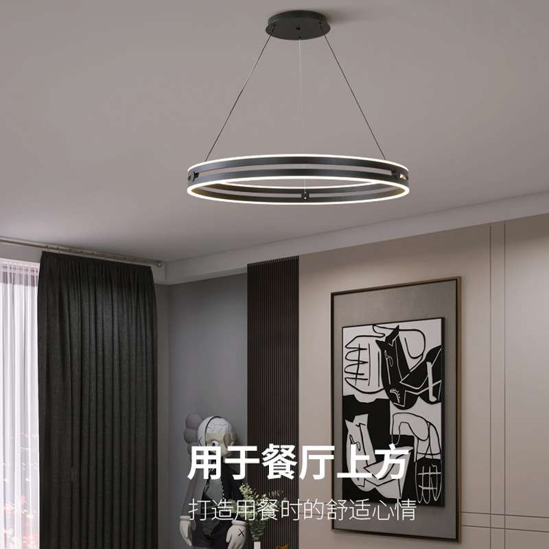 新款北欧简约轻奢客厅吊灯后现代设计师LED餐厅灯卧室书房灯圆环