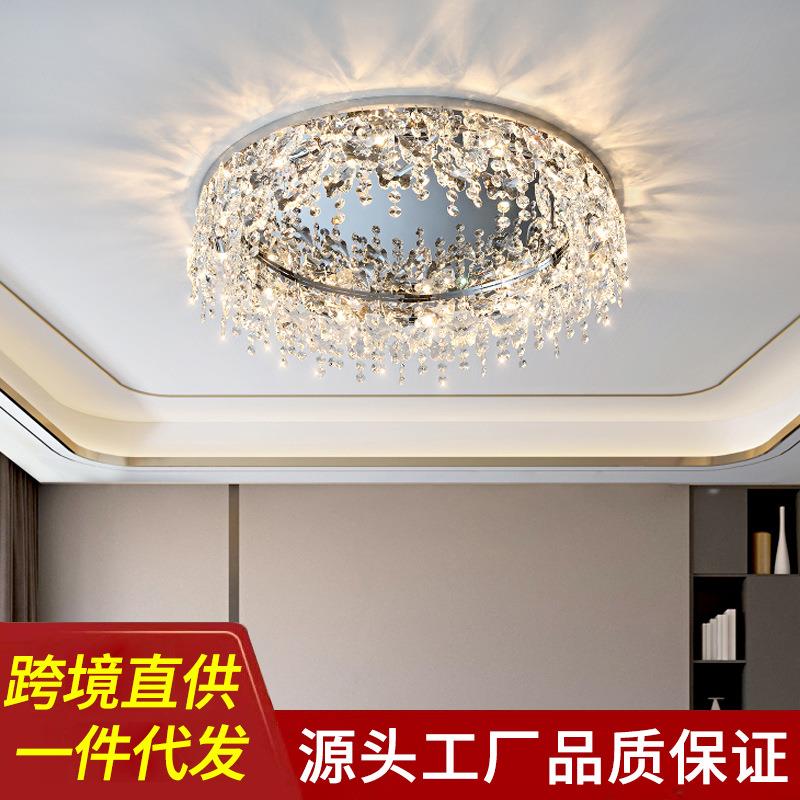 法式轻奢温馨水晶卧室吸顶灯高级北欧酒店别墅客厅圆形浪漫吸顶灯