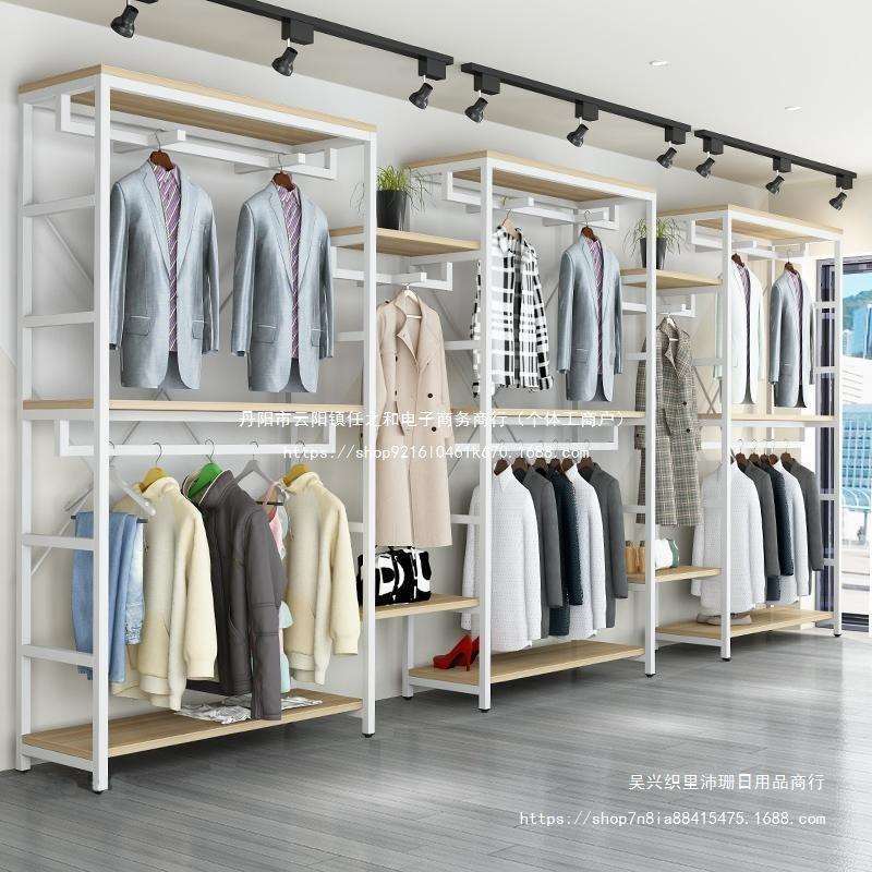 角钢衣柜服装店展示架落地式双层挂衣架童装男女服装店陈列架直销