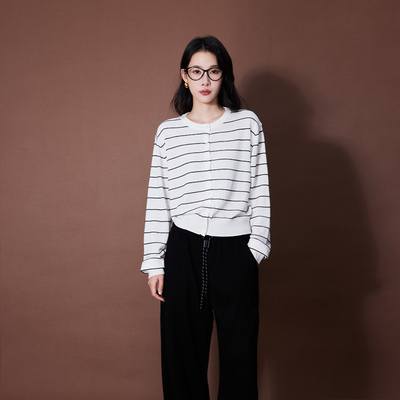 ATUMU 针织衫系列 早秋上新  圆领简约条纹长袖上衣AT466