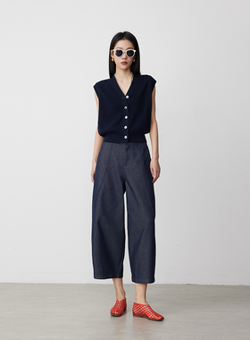 ATUMU「阔腿裤系列」早春新品丨松紧腰八分梨形遮胯牛仔裤AT408